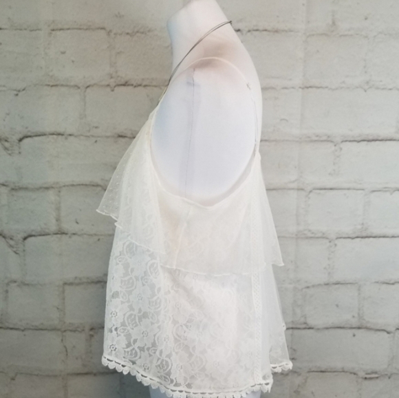 American Eagle S White Floaty Tiered Lace Tank Top - Picture 5 of 9